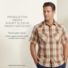 image:imagePendleton Mens Short Sleeve Frontier Shirt Comfortable Cotton PolyesterTanBlueRust Plaid