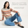image:imagePendleton Womens Raglan Cotton Graphic Sweater 100 Peruvian CottonRustBlue Multi
