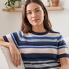 image:imagePendleton Womens Textured Striped Sweater 100 Cotton Crewneck TopNavyIvory Stripe