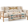 image:imagePendleton Jacquard Unnapped Twin Blanket 64 x 80 in Heirloom Virgin WoolWhite Sands Tan