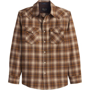 image:imagePendleton Canyon Mens Shirt Long Sleeve Flannel Shirt 100 Virgin Wool  Regular FitTaupeGold Plaid