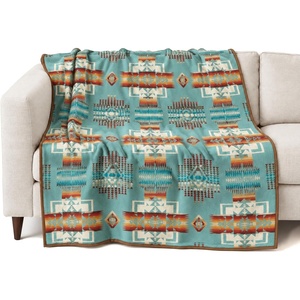 image:imagePendleton Chief Joseph Jacquard Wool Blanket Reversible 64 x 80 InchAqua