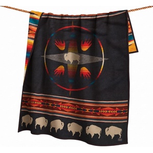 image:imagePendleton Jacquard Napped Throw Blanket WoolCotton Blend 64 x 80 inBig Medicine Oxford