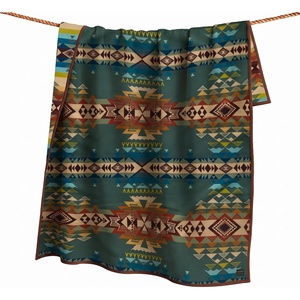 image:imagePendleton Jacquard Napped Throw Blanket WoolCotton Blend 64 x 80 inHighland Peak Balsam