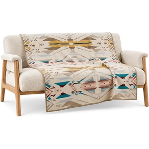 image:imagePendleton Jacquard Unnapped Twin Blanket 64 x 80 in Heirloom Virgin WoolWhite Sands Tan