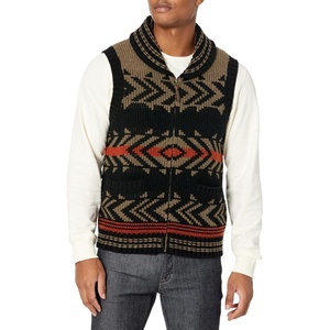 image:imagePendleton Mens Peak Stripe Lambswool VestPeak Stripe Peat BrownBlkRed