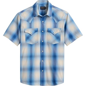 image:imagePendleton Mens Short Sleeve Frontier Shirt Comfortable Cotton PolyesterIvoryBlue Plaid