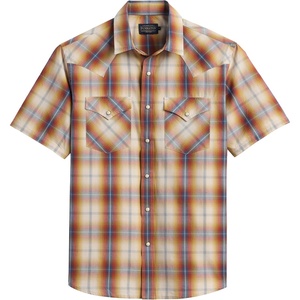 image:imagePendleton Mens Short Sleeve Frontier Shirt Comfortable Cotton PolyesterTanBlueRust Plaid