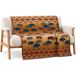 image:imagePendleton Reversible Jacquard Wool Throw Blanket 54 x 64 InchPrairie Rush Hour Rustic